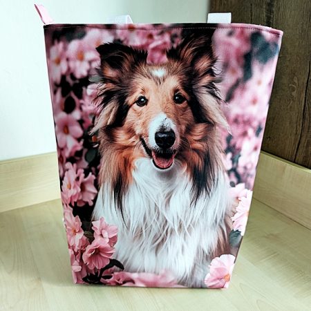 Taška se zipem - Pes v růžových květinách